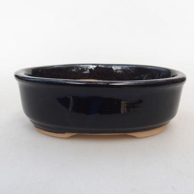 Ceramic bonsai bowl H 04 - 10 x 7,5 x 3,5 cm, black glossy - 1