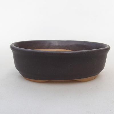 Ceramic bonsai bowl H 04 - 10 x 7,5 x 3,5 cm, black matt - 1