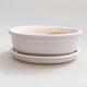 Bonsai bowl, tray H04 - bowl 10 x 7,5 x 3,5 cm, tray 10 x 7,5 x 1 cm, white - 1/2