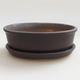 Bonsai bowl, tray H04 - bowl 10 x 7,5 x 3,5 cm, tray 10 x 7,5 x 1 cm, black matt - 1/2