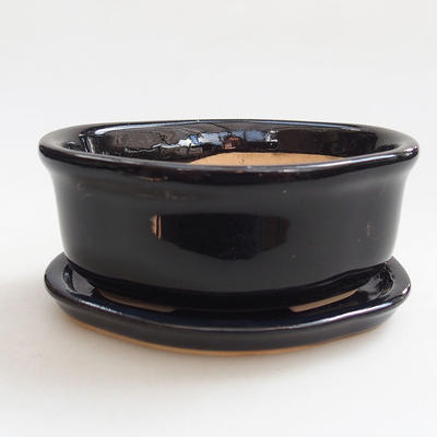 Bonsai bowl tray of water H05 +, black glossy