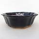 Ceramic bonsai bowl H 06 - 14,5 x 14,5 x 4,5 cm, black glossy - 1/3