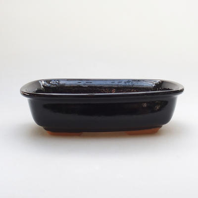 Ceramic bonsai bowl H 08 - 24,5 x 18 x 7 cm, black glossy - 1