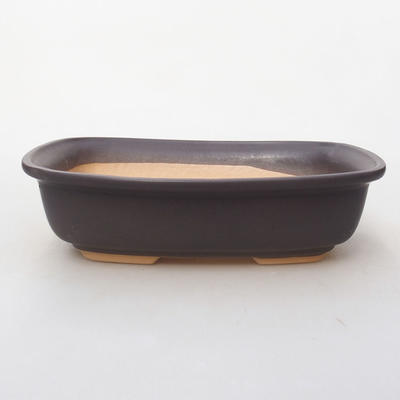 Ceramic bonsai bowl H 08 - 24,5 x 18 x 7 cm, black matt - 1