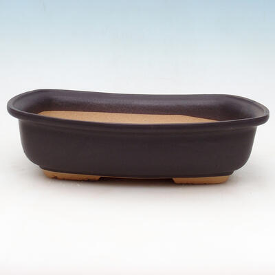 Ceramic bonsai bowl H 10 - 37 x 27 x 10 cm, black glossy - 37 x 27 x 10 cm - 1