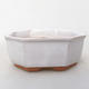 Ceramic bonsai bowl H 13 - 11,5 x 11,5 x 4,5 cm, white - 1/3