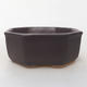 Ceramic bonsai bowl H 13 - 11,5 x 11,5 x 4,5 cm, black matt - 1/3
