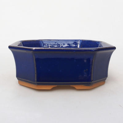 Ceramic bonsai bowl H 14 - 17,5 x 17,5 x 6,5 cm, blue - 1