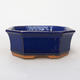 Ceramic bonsai bowl H 14 - 17,5 x 17,5 x 6,5 cm, blue - 1/3