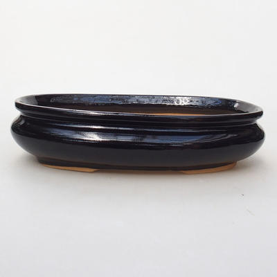 Ceramic bonsai bowl H 15 - 26,5 x 17 x 6 cm, black glossy - 1