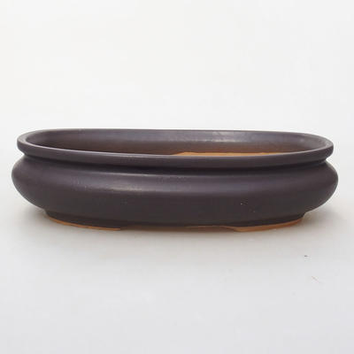 Ceramic bonsai bowl H 15 - 26,5 x 17 x 6 cm, black matt - 1