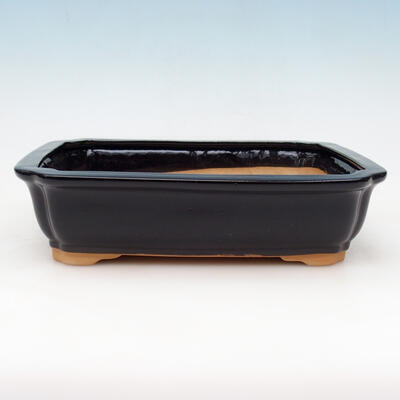 Ceramic bonsai bowl H 20 - 26,5 x 21 x 7,5 cm, black glossy - 26.5 x 21 x 7.5 cm - 1