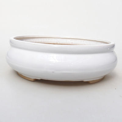 Ceramic bonsai bowl H 21 - 23 x 23 x 7 cm, white - 1