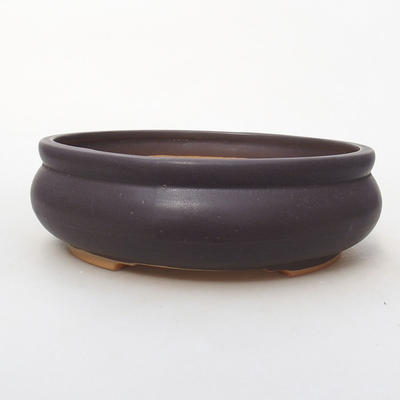 Ceramic bonsai bowl H 21 - 23 x 23 x 7 cm, black matt - 1