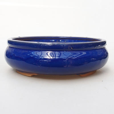 Ceramic bonsai bowl H 21 - 23 x 23 x 7 cm, blue - 1