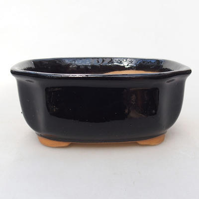 Ceramic bonsai bowl H 31 - 14,5 x 12,5 x 6 cm, black glossy - 1