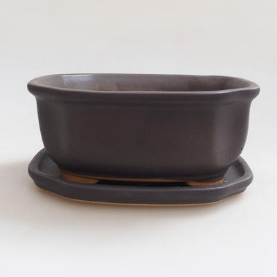 Bonsai bowl H31 - bowl 14,5 x 12,5 x 6 cm, bowl 14,5 x 12,5 x 1 cm, black matt