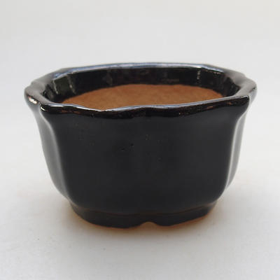 Ceramic bonsai bowl H 95 - 7 x 7 x 4,5 cm, black glossy - 1