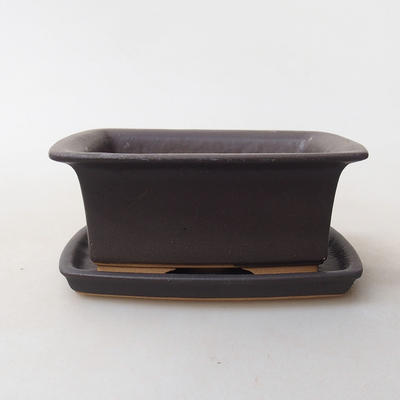 Bonsai bowl H1 - 11,5 x 10 x 4,5 cm, 1 x 9,5 x 1 cm, matt black 11.5 x 10 x 4.5 cm, saucer 1 x 9.5 x 1 cm