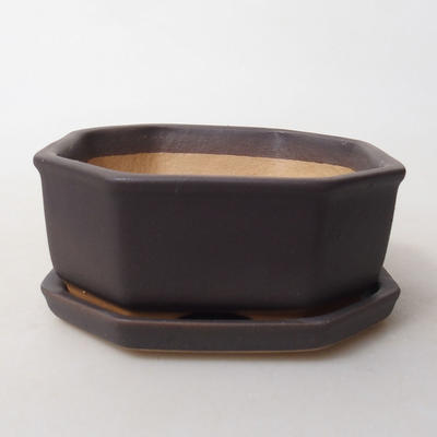 Bonsai bowl + tray H 13 - bowl11,5 x 11,5 x 4,5 cm, tray 11,5 x 11,5 x 1 cm, black matt - bowl 11.5 x 11.5 x 4.5 cm, bowl 11.5 x 11.5 x 1 cm