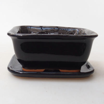 Bonsai bowl H38 - bowl 12 x 10 x 5,5 cm, bowl 12 x 10 x 1 cm, black matt bowl 12 x 10 x 5.5 cm, saucer 12 x 10 x 1 cm
