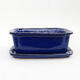 Bonsai bowl + saucer H 50 - bowl 16.5 x 12 x 6 cm, saucer 17 x 12.5 x 1.5 cm, Blue Oxide - 1/5