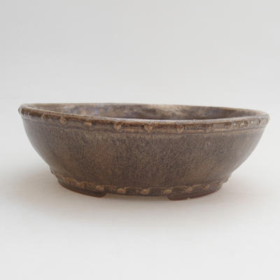Ceramic bonsai bowl 17,5 x 17,5 x 5 cm, brown color - 1