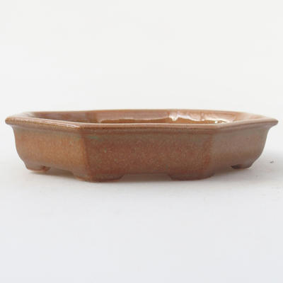 Ceramic bonsai bowl 11,5 x 11,5 x 2 cm, brown color - 1