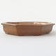 Ceramic bonsai bowl 11,5 x 11,5 x 2 cm, brown color - 1/4