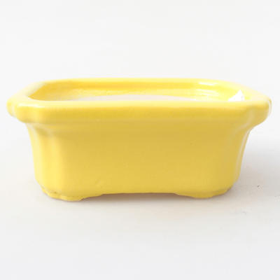 Ceramic bonsai bowl 10.5 x 8.5 x 4 cm, yellow color - 1