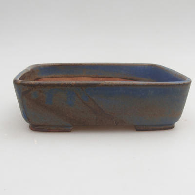 Ceramic bonsai bowl 15,5 x 12,5 x 4,5 cm, brown-blue color - 1