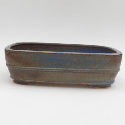 Ceramic bonsai bowl 24 x 18 x 7 cm, brown-blue color - 1