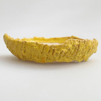 Ceramic bonsai bowl 17 x 17 x 4 cm, yellow color - 1