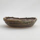 Ceramic bonsai bowl 16,5 x 16,5 x 4,5 cm, brown-green color - 1/4