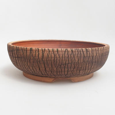 Ceramic bonsai bowl 26 x 26 x 8 cm, brown-green color - 1