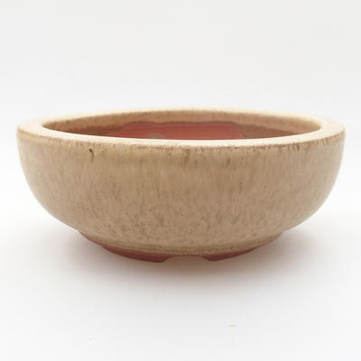 Ceramic bonsai bowl - 11 x 11 x 4 cm, color beige - 1