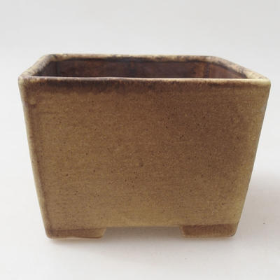 Ceramic bonsai bowl 10.5 x 10.5 x 7.5 cm, yellow color - 1