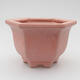 Ceramic bonsai bowl 11 x 13 x 8 cm, color pink - 1/3