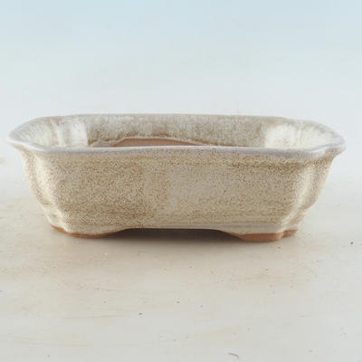Ceramic bonsai bowl 16 x 12.5 x 4.5 cm, beige color - 1