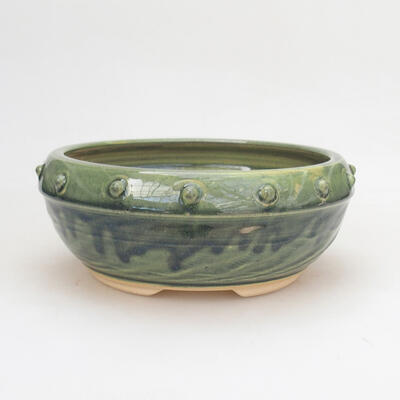 Ceramic bonsai bowl 17.5 x 17.5 x 7.5 cm, color green - 1