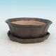 Bonsai bowl tray H06 - bowl 14,5 x 14,5 x 4,5, tray 13,5 x 13,5 x 1,5 cm, brown - bowl 14,5 x 14,5 x 4,5, tray 13,5 x 13,5 x 1,5 cm - 1/3