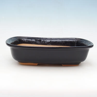 Ceramic bonsai dish H 09, black glossy - 31 x 21 x 8 cm - 1