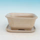 Bonsai bowl + tray H37 - bowl 14 x 12 x 7 cm, tray 14 x 13 x 1 cm, beige - bowl 14 x 12 x 7 cm, tray 14 x 13 x 1 cm - 1/3