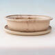 Ceramic bowl + saucer H54 - bowl 35 x 28 x 9.5 cm saucer 36 x 29 x 2 cm, beige - 1/3