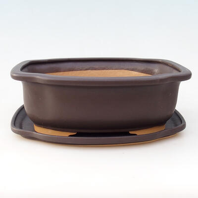 Ceramic bowl + saucer H55 - bowl 28 x 23 x 10 cm saucer 29 x 24 x 2 cm, black matt - 1