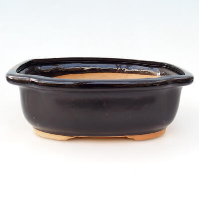 Ceramic bonsai bowl H 55 - 28 x 23 x 10 cm, black glossy - 1