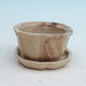 Bonsai bowl + tray H95 - bowl 7 x 7 x 4,5 cm, tray 7 x 7 x 1 cm, beige - bowl 7 x 7 x 4,5 cm, tray 7 x 7 x 1 cm - 1/3
