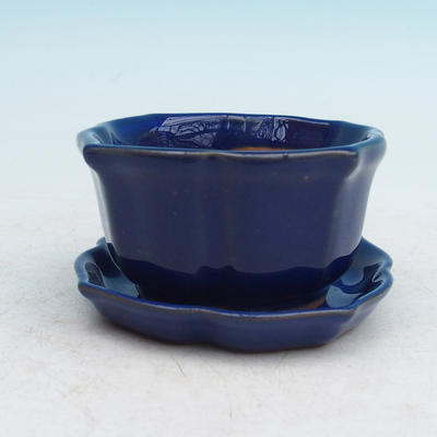 Bonsai bowl + tray H95 - bowl 7 x 7 x 4,5 cm, tray 7 x 7 x 1 cm, blue - bowl 7 x 7 x 4,5 cm, tray 7 x 7 x 1 cm - 1