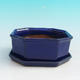 Bonsai bowl + tray H 13 - bowl11,5 x 11,5 x 4,5 cm, tray 11,5 x 11,5 x 1 cm, blue - bowl 11,5 x 11,5 x 4,5 cm, tray 11,5 x 11,5 x 1 cm - 1/4
