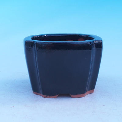 Ceramic bonsai bowl - cascade, black glossy - 1